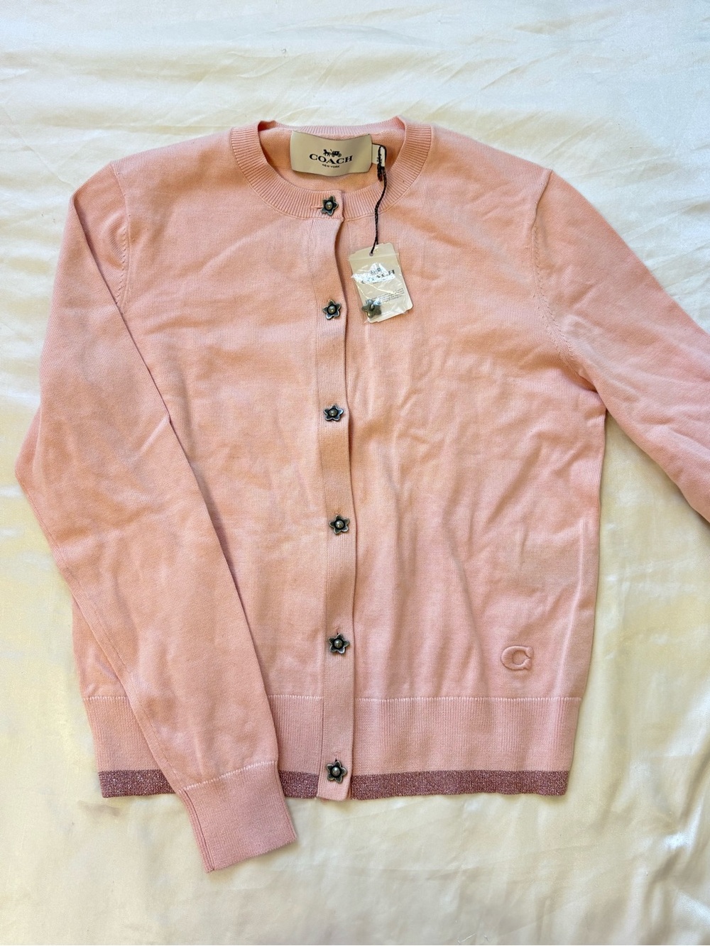 Coach Pink Star-Button Cashmere-Blend Cardigan